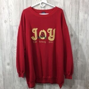 Vintage Christmas Sweatshirt Honors Joy Red 26/28 NWOT